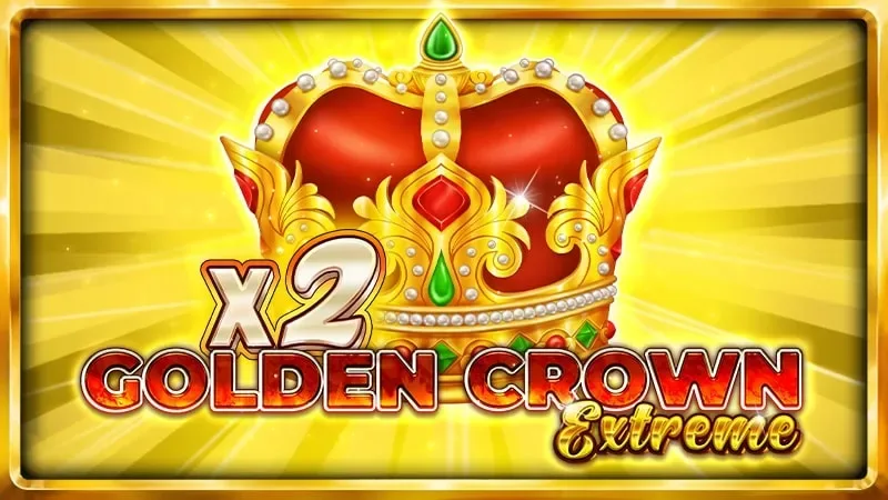 Portada de una tragamonedas clásica con corona dorada y multiplicador x2 sobre fondo amarillo